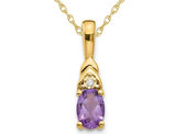 2/5 Carat (ctw) Natural Amethyst Solitaire Pendant Necklace in 14K Yellow Gold with Chain